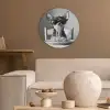Chihuahua - Hond - Zonnebril - Humoristisch - Zwart - Wit - Spaghetti Akoestische PET Vilt - Rond klein -sfeer1