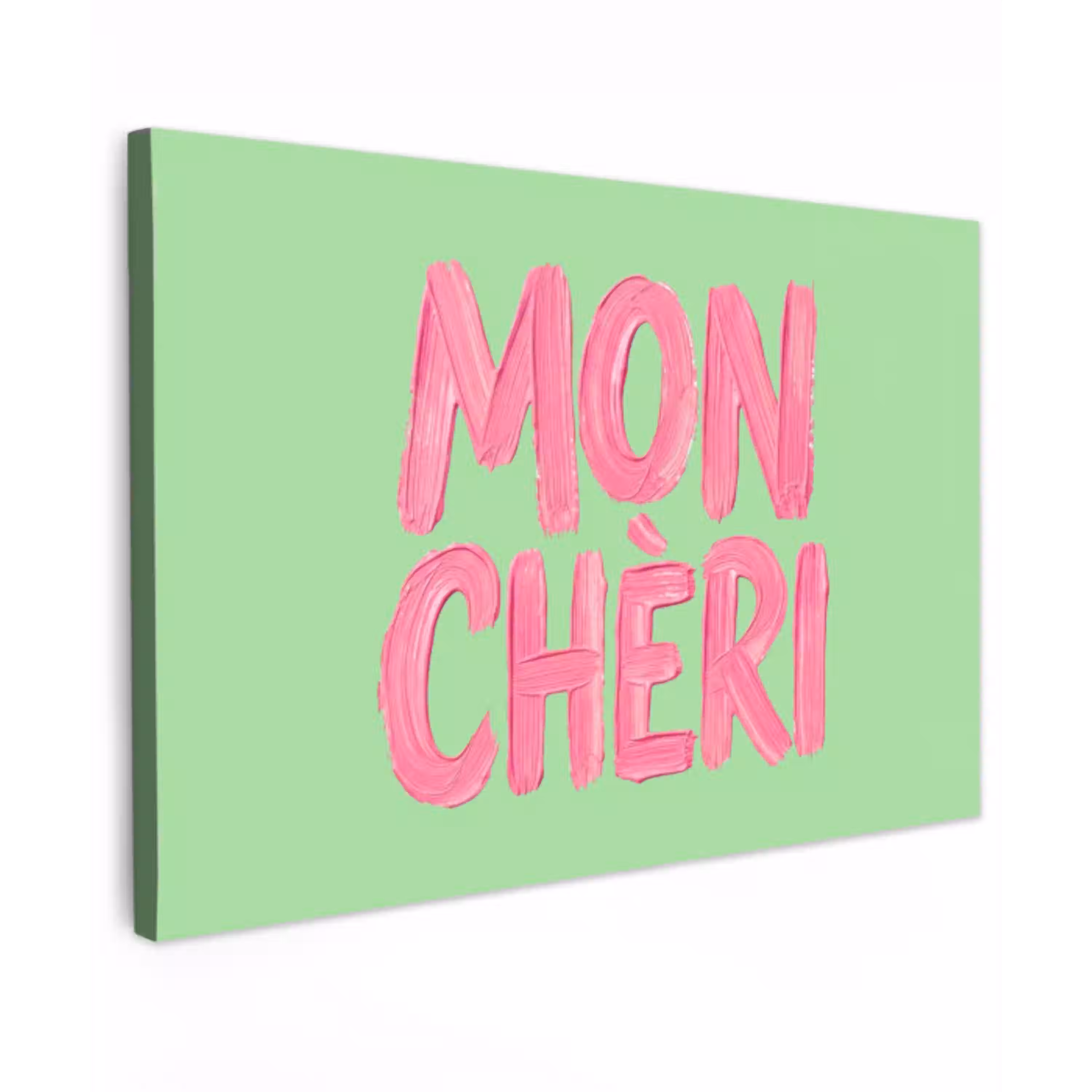 Mon cheri - Groen - Roze canvas 2cm klein -z3d