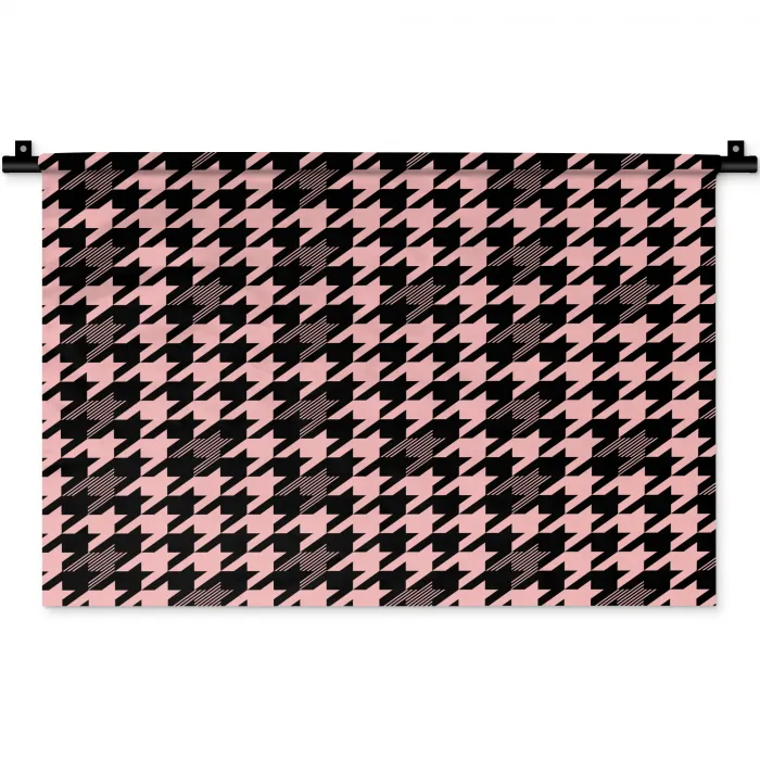 Plaid - Patroon - Zwart - Roze Wandkleed katoen klein 269 -zz3d