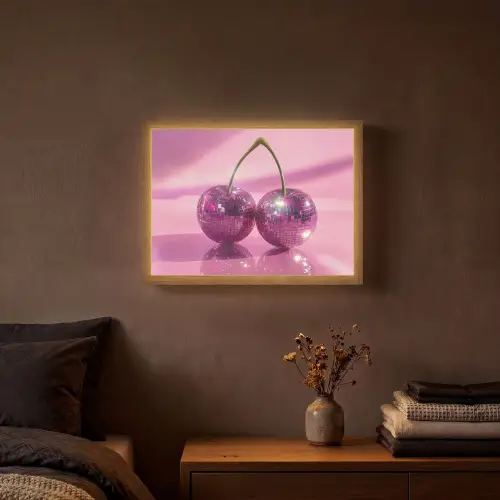 Glitter - Discobol - Roze - Kersen Light Box met batterij (Wandlamp) middel -sfeer4