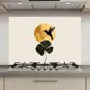 Zwarte kolibrie - Bloem - Gouden cirkel keuken achterwand spatscherm klein -3d_website