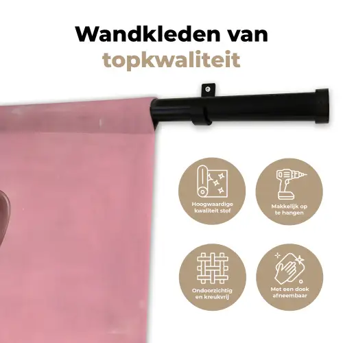 Roze - Mokkapot - Illustratie - Koffie Wandkleed katoen klein -sfeer2