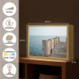 Houten steiger - Helderblauwe lucht Light Box met batterij (Wandlamp) middel -USP_websiteoverzichtNL