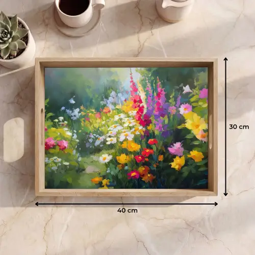 Zomertuin - Sfeervol - Bloemen Dienblad Rechthoek middel -USP_Formaat