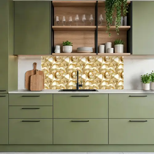 Vloeibaar - Druppels - Goud keuken achterwand 2 middel 871 -sfeer3