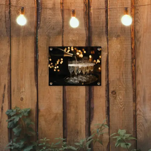 Lichtjes - Champagne - Dienblad - Glazen tuinposter los doek klein -sfeer1
