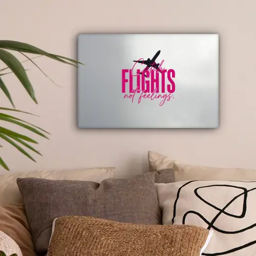 Catch flights not feelings - Vliegtuig - Roze canvas 2cm klein -sfeer1