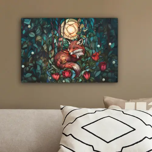 Vos - Mozaïek - Bos - Maan canvas 2cm klein -sfeer3