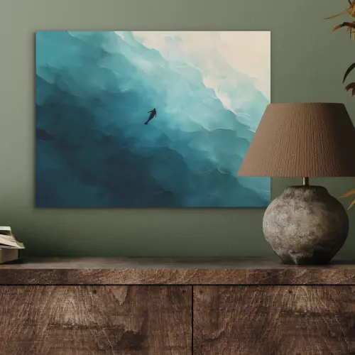 Zee - Silhouet - Abstract - Blauw PET vilt klein -sfeer2