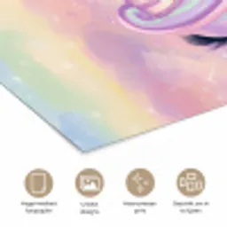 Eenhoorn - Glitters - Regenboog - Pastel poster papier klein -closeup_NL