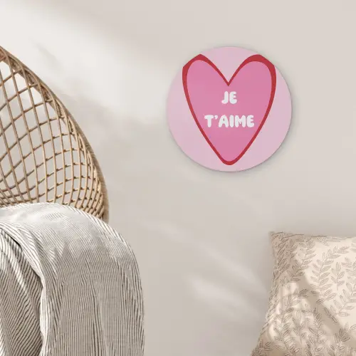 Hart - Frans - Valentijn - Roze Akoestische PET Vilt - Rond klein -sfeer4