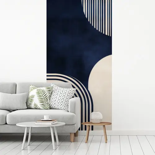 Donkerblauw - Abstract - Lijnen fotobehang vinyl groot -woonkamer
