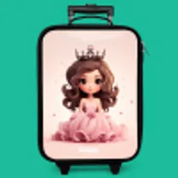 Prinses in een roze jurk met kroon Kinderkoffer - Zwart klein -zzz_website3d_nbs