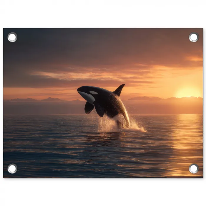 Orka - Zee - Zonsondergang tuinposter los doek klein -3d