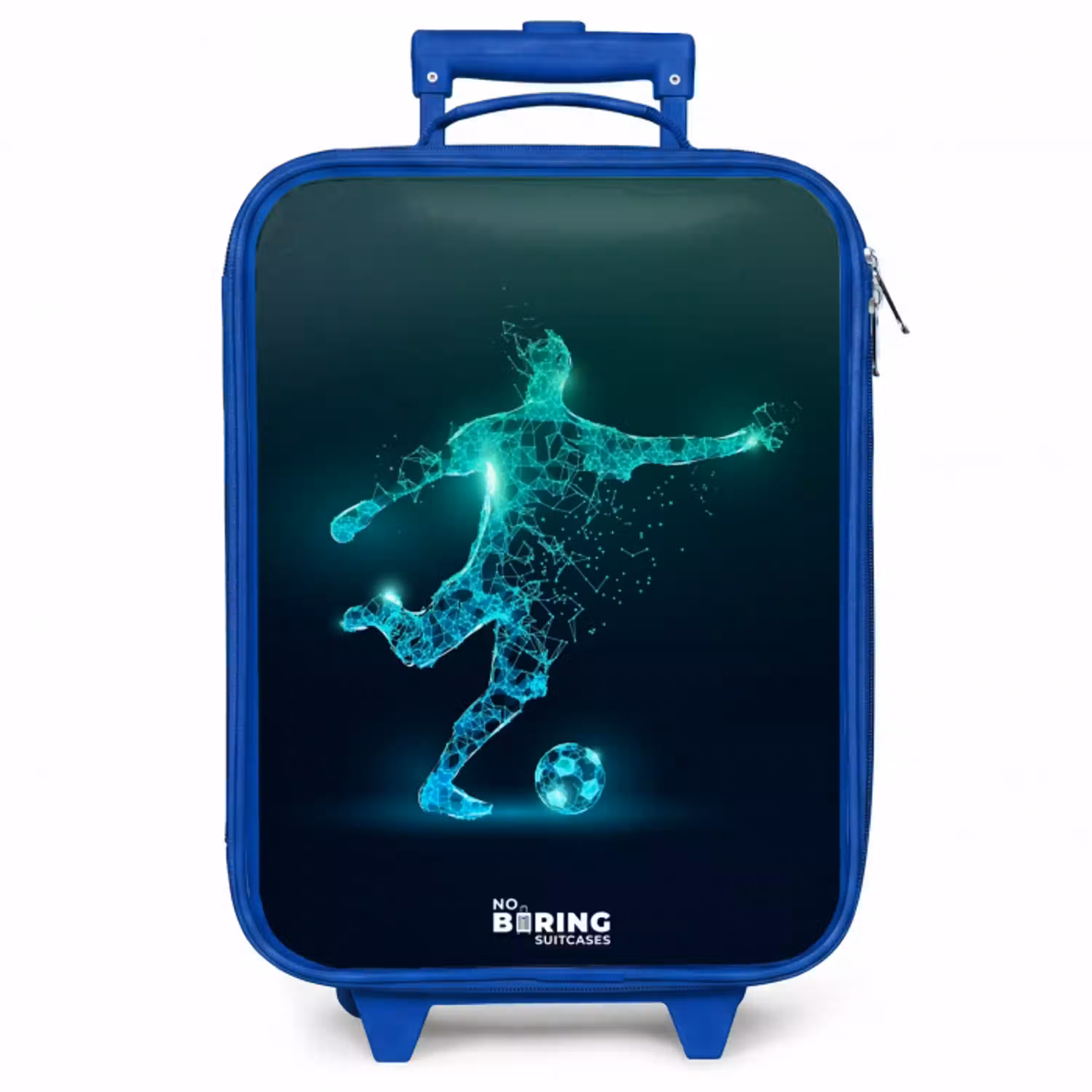Voetballer trapt met kracht in digitale vorm Kinderkoffer - Blauw klein -zzz_website3d