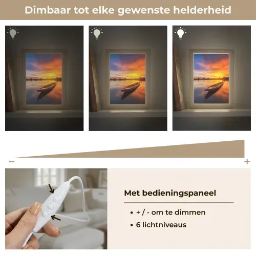 Boot - Water - Zonsondergang - Oranje - Water Light Box met kabel (Tafellamp) klein -USP_dimbaarNL