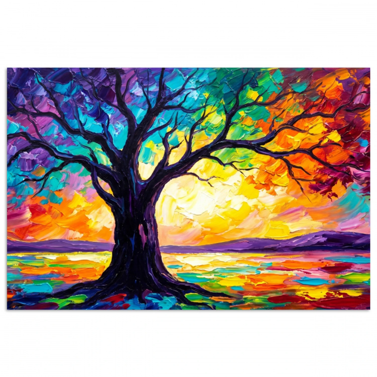 Boom - Landschap - Natuur - Abstract - Kleurrijk poster papier klein -3d