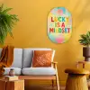 Quote - Lucky - Regenboogkleuren Wandcirkel Ovaal Forex klein -sfeer4