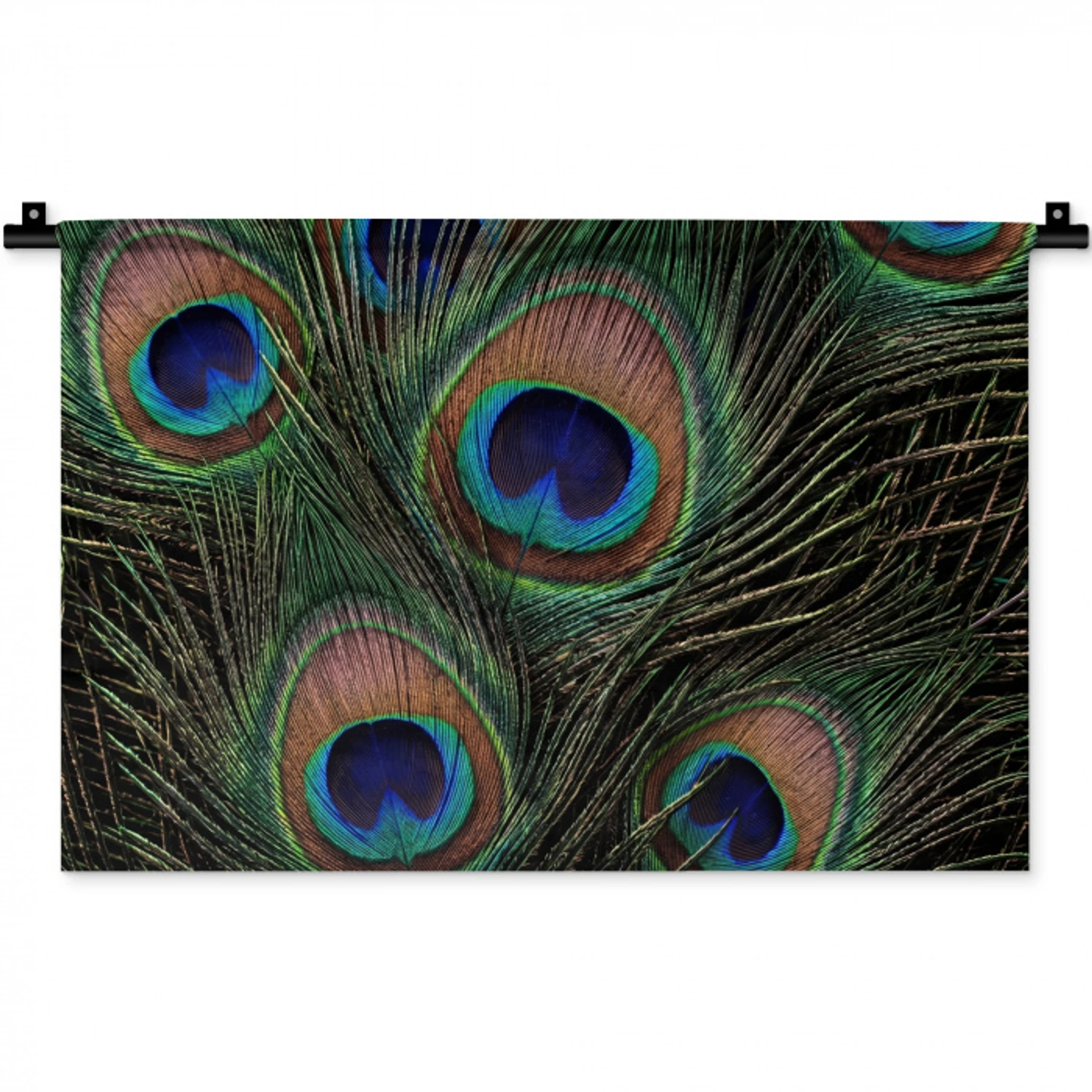 Pauwenveren - Klassiek - Groen Wandkleed katoen klein -zz3d