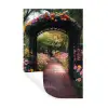 Doorkijk - Bloemen - Pad - Natuur - Kleurrijk Muursticker klein -3d