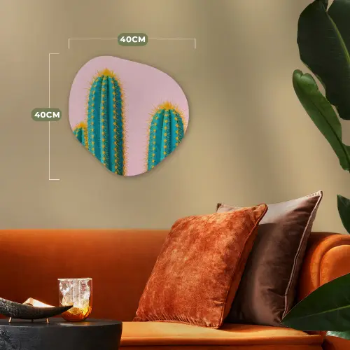Cactussen - Modern - Pastel Wandcirkel Organisch Forex 3mm klein -sfeer3