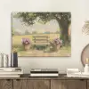 Houten bankje - Bloempotten - Landschap PET vilt klein -sfeer1