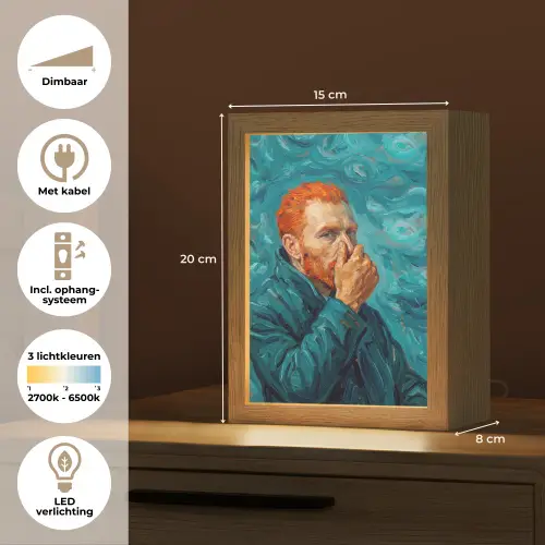 Portret - Klassiek - Blauw Light Box met kabel (Tafellamp) klein -USP_NL