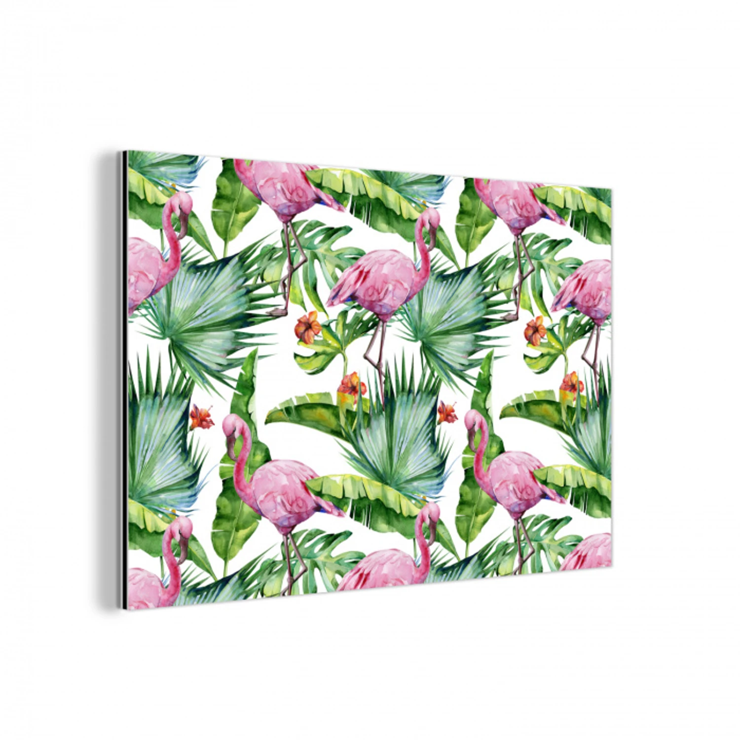 Bladeren - Flamingo - Bloemen - Jungle aluminium wit klein -3d