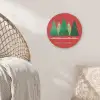 Minimalistisch - Kerstbomen - Rood - Sneeuw Akoestische PET Vilt - Rond klein -sfeer4