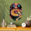 Portret - Vrouw - Abstract - Zonnebril Wandcirkel Ovaal Forex klein -sfeer2